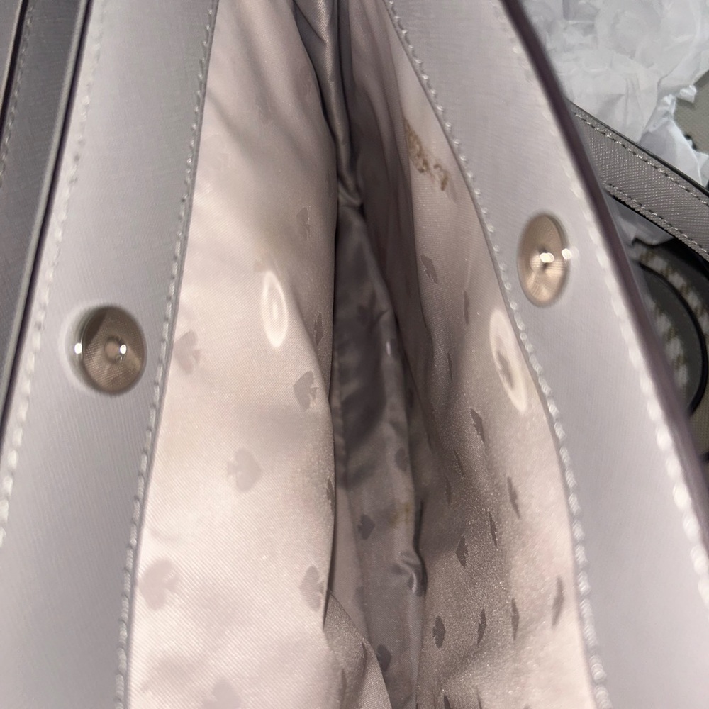 Kate Spade Light Gray Leather small/ medium tote - Picture 6 of 10
